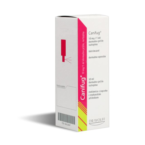 Canifug 10 mg/ml, dermalno pršilo (30 ml raztopine)