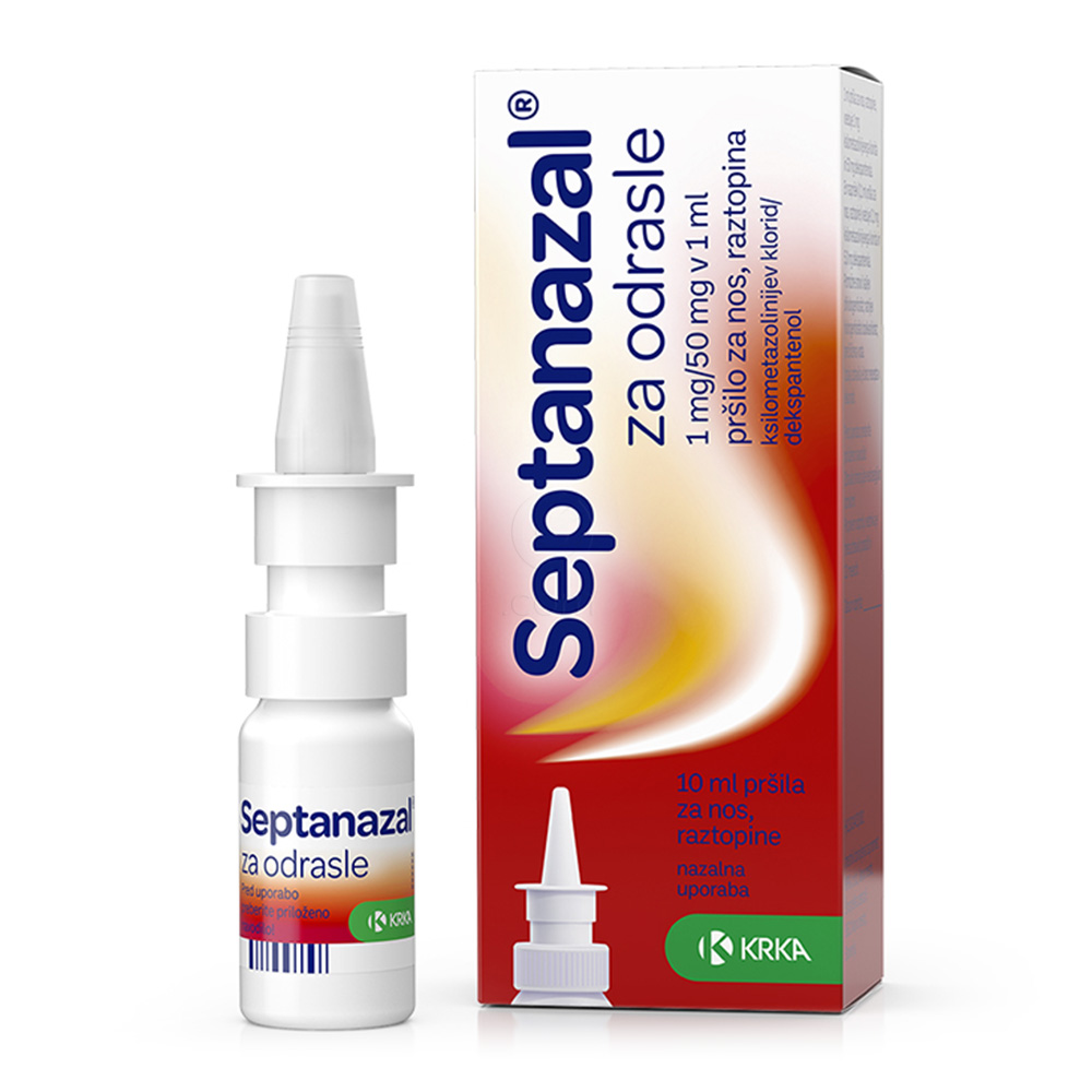 Septanazal za odrasle 1 mg/50 mg v 1 ml Krka, pršilo za nos, (10 ml)