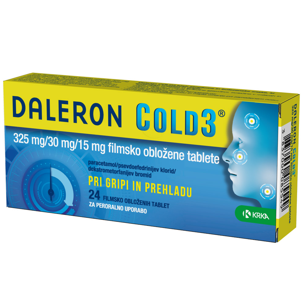 Daleron Cold3 Krka 325 mg/30 mg/15 mg, filmsko obložene tablete (24 tablet)