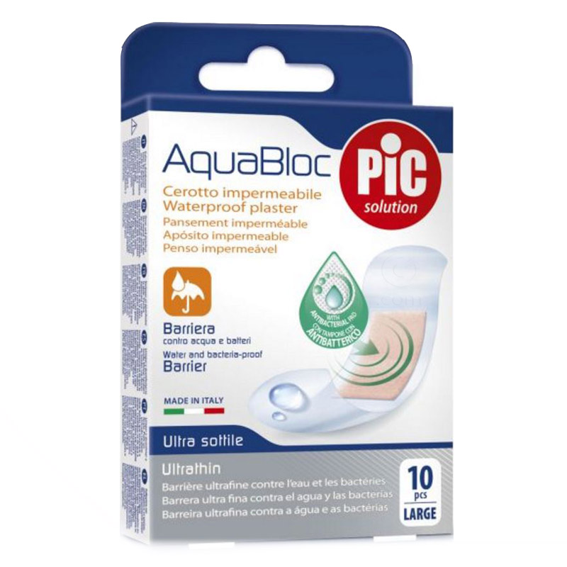 PIC Aquabloc, antibakterijski obliži - veliki (10 obližev)