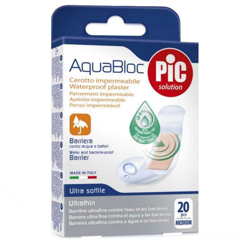 Aquabloc, antibakterijski obliži - srednji (20 obližev)