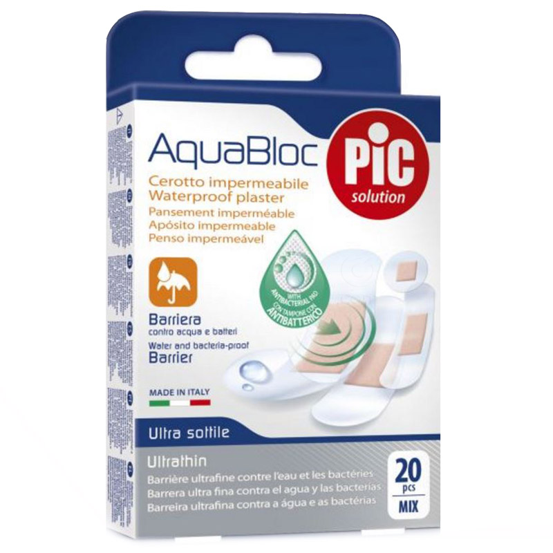 Aquabloc, antibakterijski obliži različnih velikost - 20 obližev