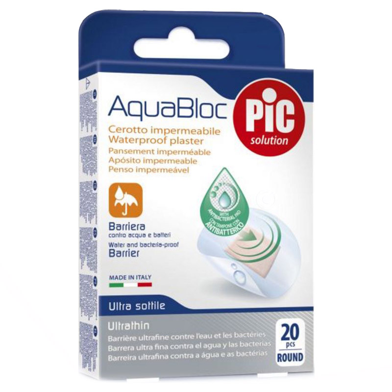 Aquabloc, antibakterijski obliži - okrogli (20 obližev)