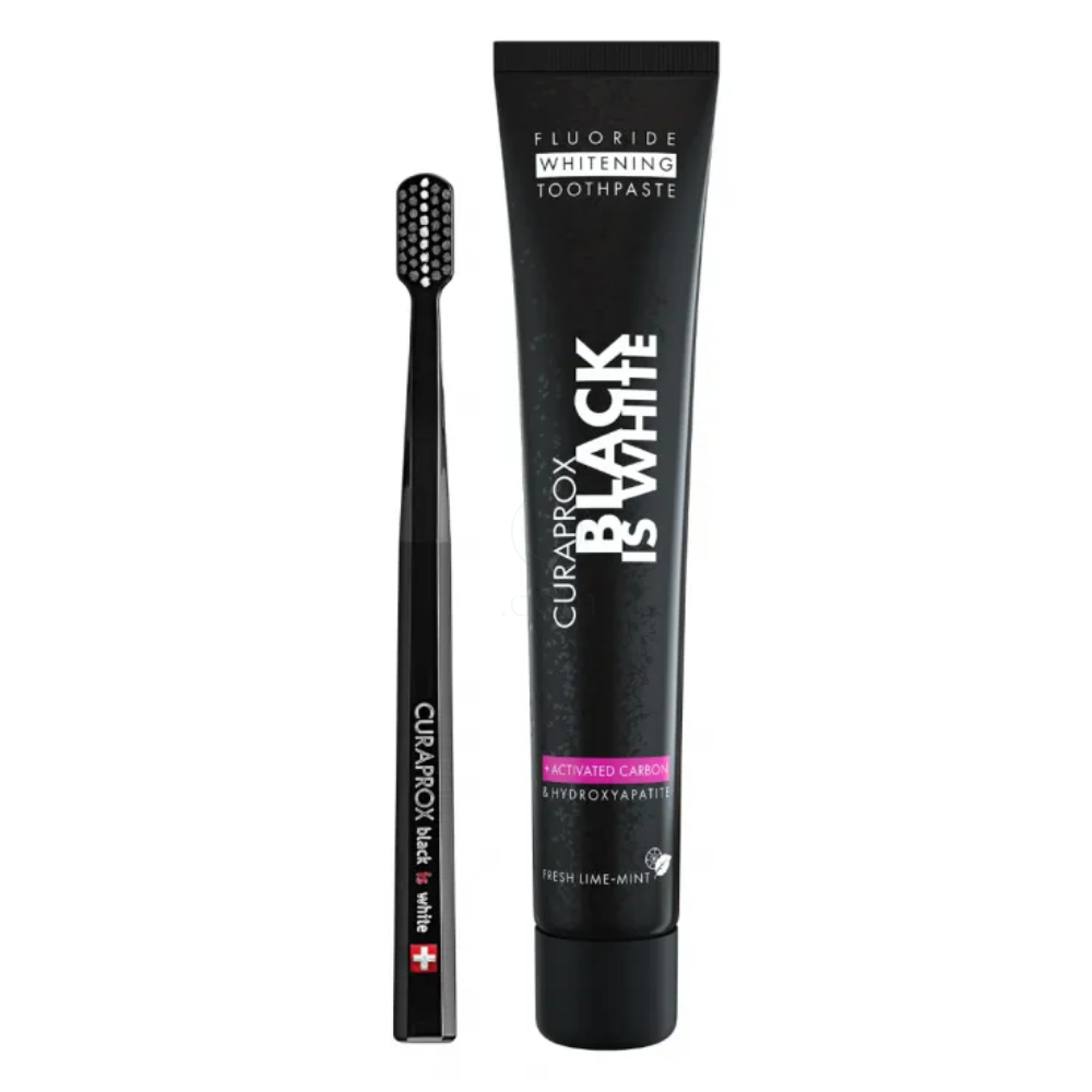 Curaprox Black is White, zobna pasta (90 ml + ščetka)