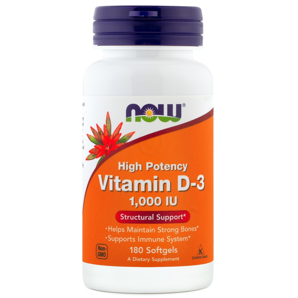Vitamin D-3 1000 IE NOW, 180 kapsul
