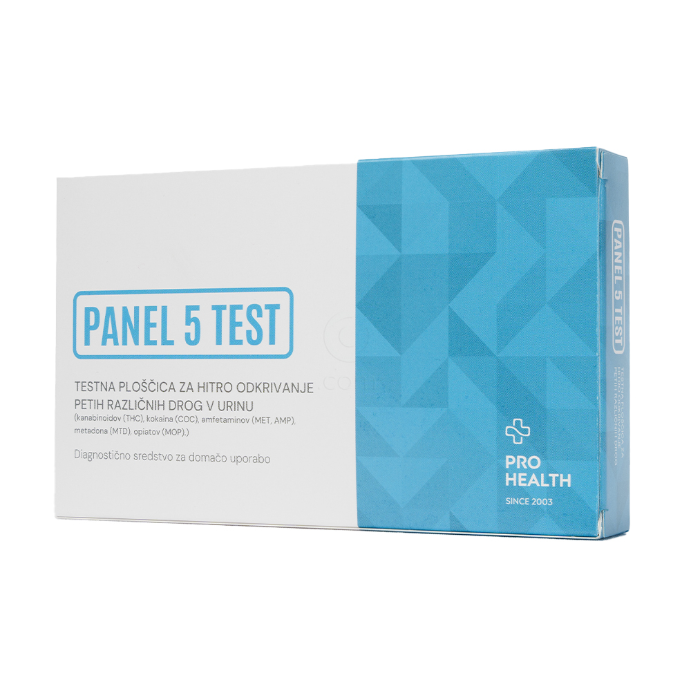 Prohealth Panel 5, testna ploščica za odkrivanje petih drog v urinu (1 testna ploščica)