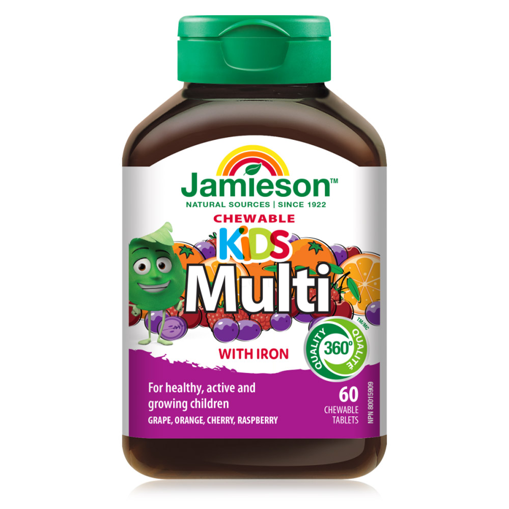 Jamieson MultiVitamini in Minerali za otroke, žvečljive tablete v obliki živali (60 tablet)