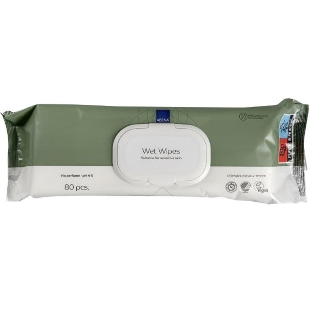 Abena Skincare neodišavljeni čistilni robčki - vrečka (80 robčkov)
