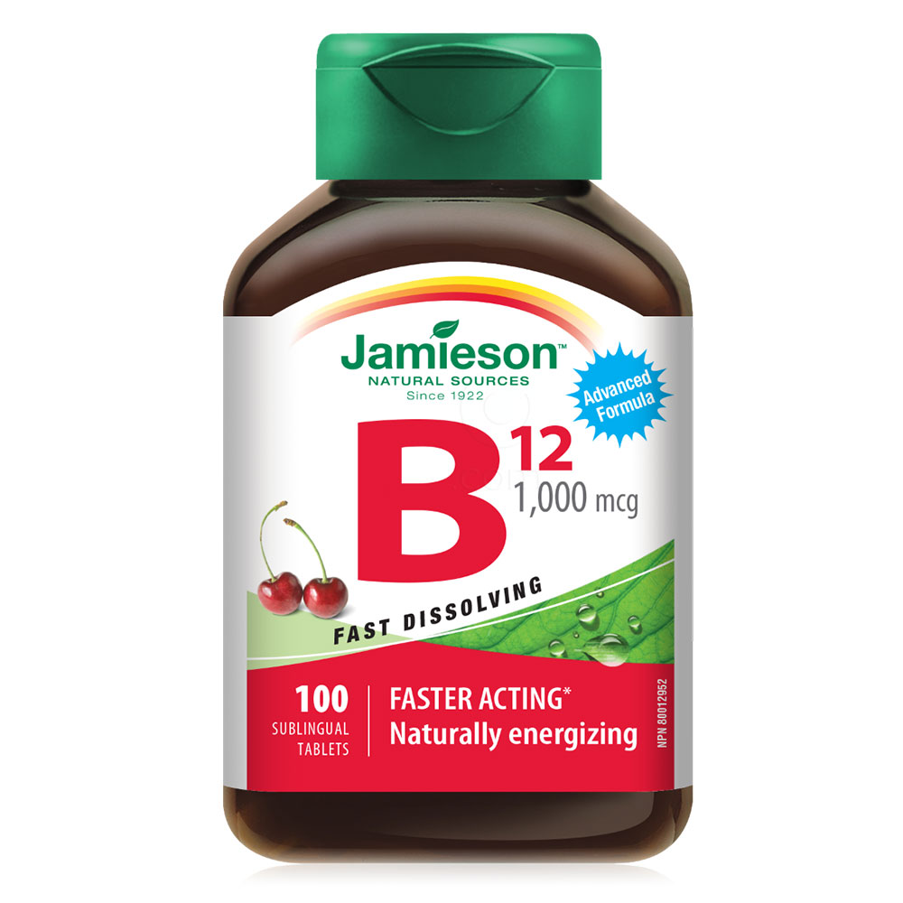 Jamieson Vitamin B12 1000 μg, tablete z okusom češnje (100 tablet)