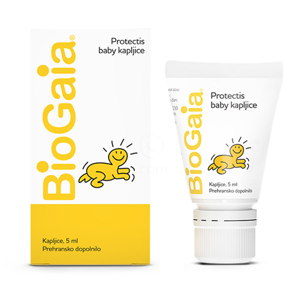 BioGaia Protectis Baby, kapljice v plastičnem vsebniku (5 ml + 2 tableti)