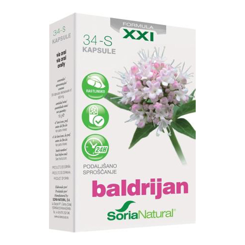 Soria Natural Baldrijan XXI, kapsule s podaljšanim sproščanjem (30 kapsul)