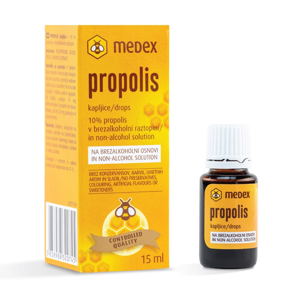 Propolis na brezalkoholni osnovi Medex, kapljice (15 ml)
