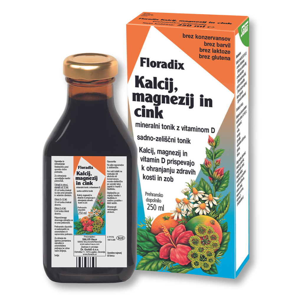 Floradix Kalcij, Magnezij in Cink, tonik (250 ml)