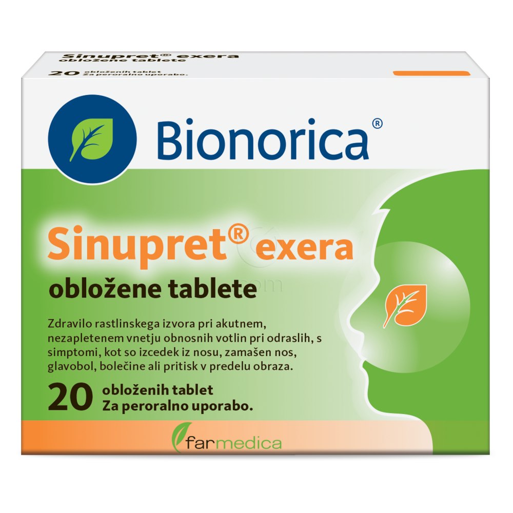 Sinupret exera, obložene tablete (20 obloženih tablet)