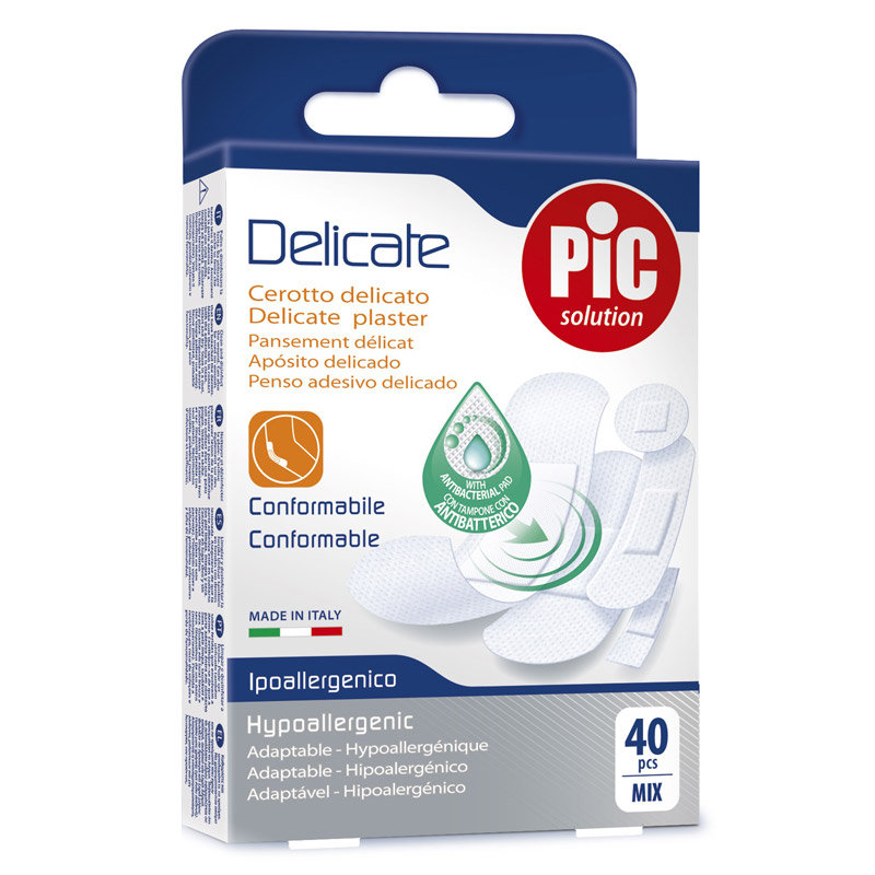 PIC Delicate, antibakterijski obliži - MIX (40 obližev)