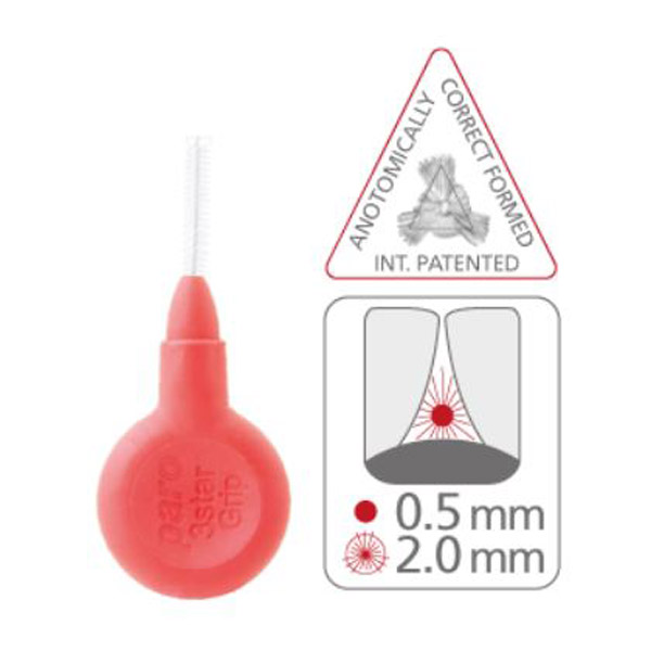 Paro 3Star grip, medzobna ščetka - rdeča (4 ščetke + držalo + blister)