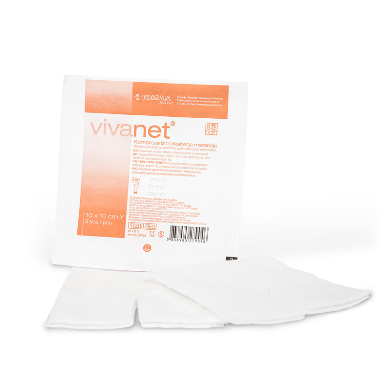 Vivanet, sterilne komprese 10 x 10 cm (50 x 2 kompresi)
