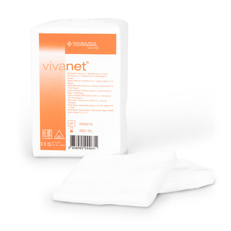 Vivanet, netkane nesterilne komprese 7,5 x 7,5 cm (100 kompres)