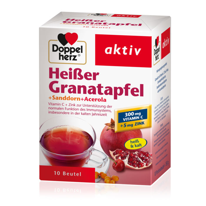Doppelherz Aktiv, vroči napitek granatno jabolko (10 vrečic)