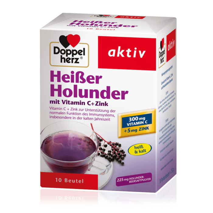 Doppelherz Aktiv, vroči napitek črni bezeg (10 vrečic)