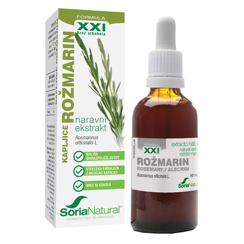 Soria Natural Rožmarin XXI, kapljice brez alkohola (50 ml)
