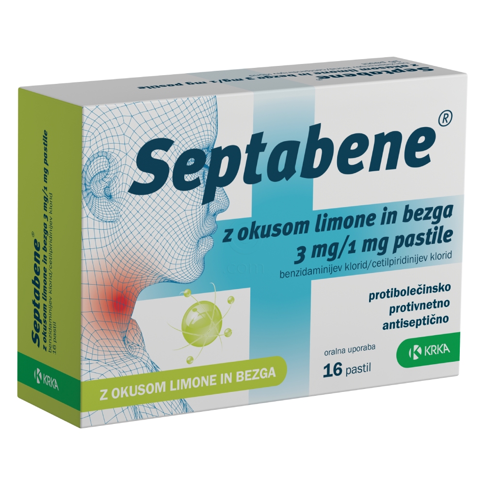 Septabene, pastile z okusom limone in bezga