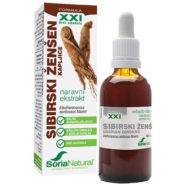 Soria Natural Sibirski Žensen XXI, brezalkoholne kapljice (50 ml)