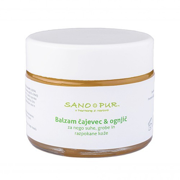 Sano Pur Čajeveč & Ognjič, balzam za nego suhe, grobe in razpokane kože (50 ml)