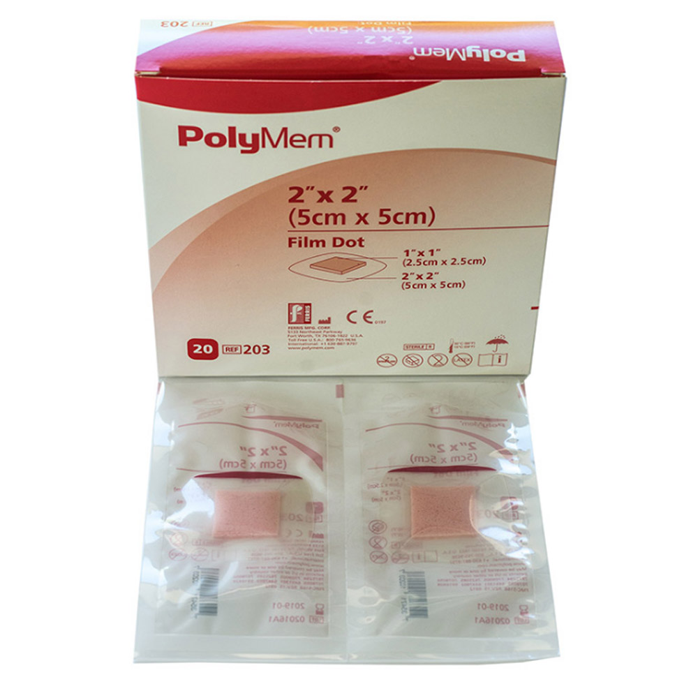 Polymem Film Dot, obliž za rane 2,5x2,5/5x5 cm (20 kosov) 