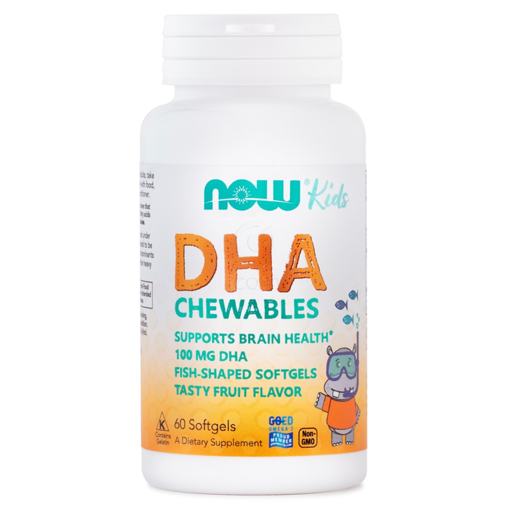 NOW otroška Omega-3 DHK 100 mg, žvečljive kapsule (60 kapsul)