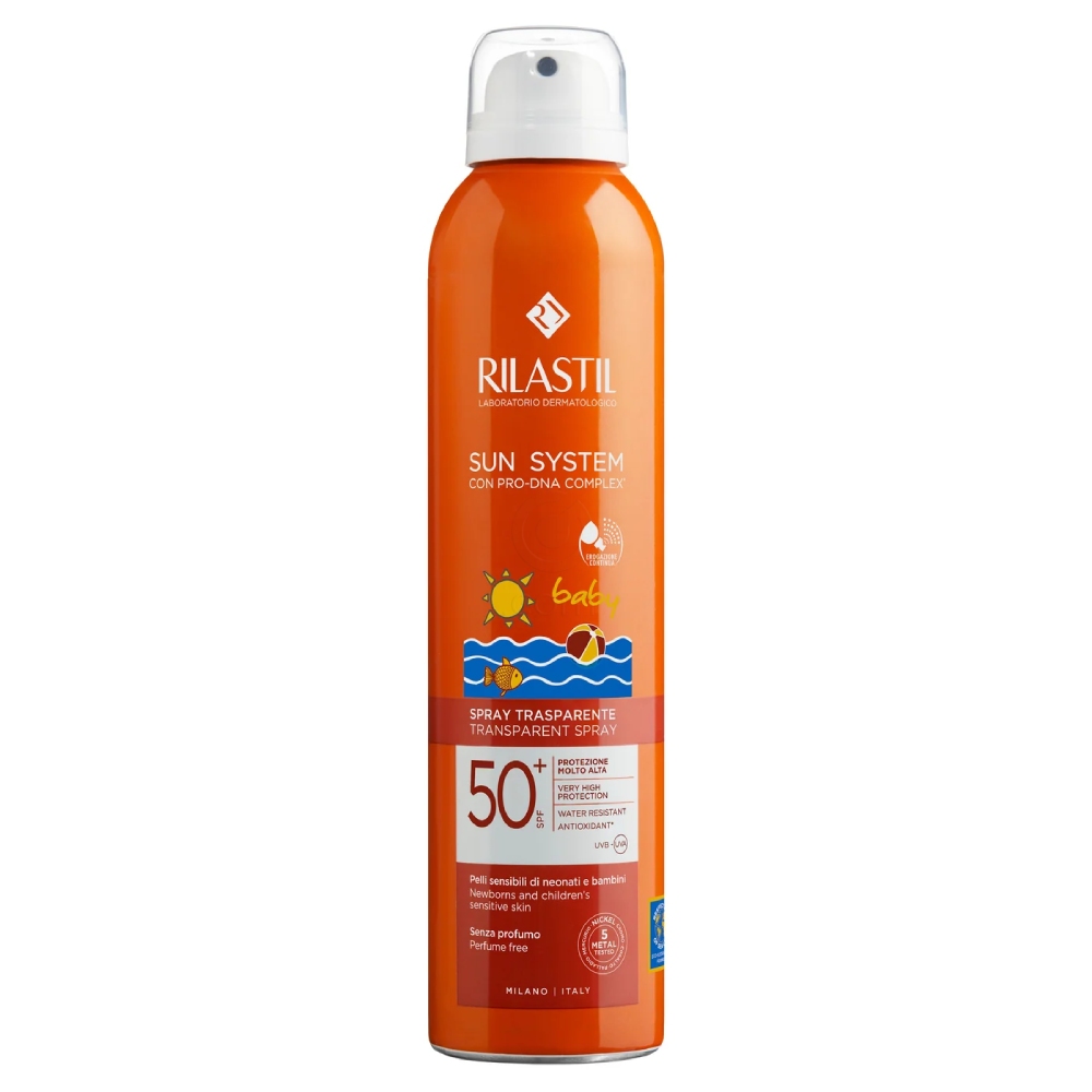 Rilastil Sun System Baby, transparentno zaščitno pršilo - ZF 50+ (200 ml)