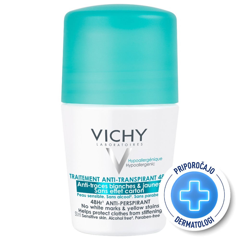 Vichy Deo Anti-Trace, dezodorant proti belim sledem in rumenim madežem (50 ml)