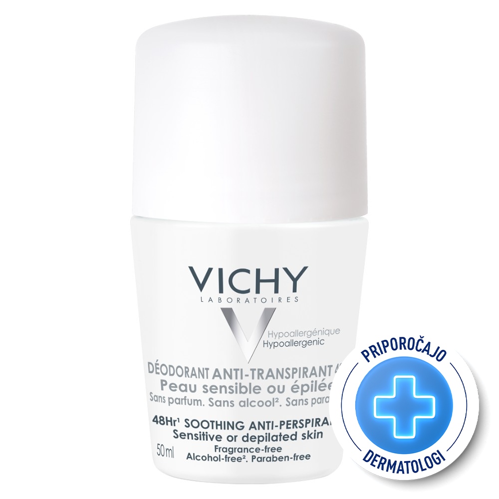 Vichy Deo, deodorant 48-urni antitranspirant za občutljivo in depilirano kožo (50 ml)