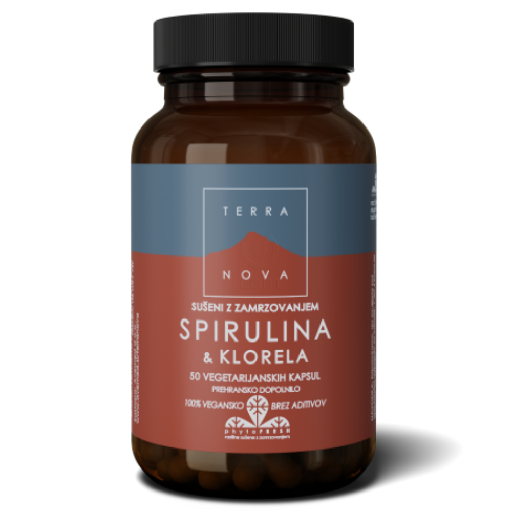 Terranova Spirulina in Klorela, kapsule (50 kapsul)