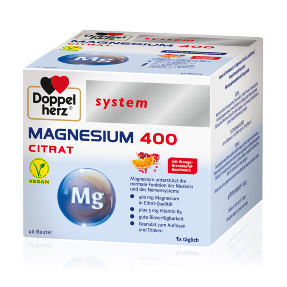 Doppelherz System Magnezij 400 Citrat, vrečke (40 x 6 g)