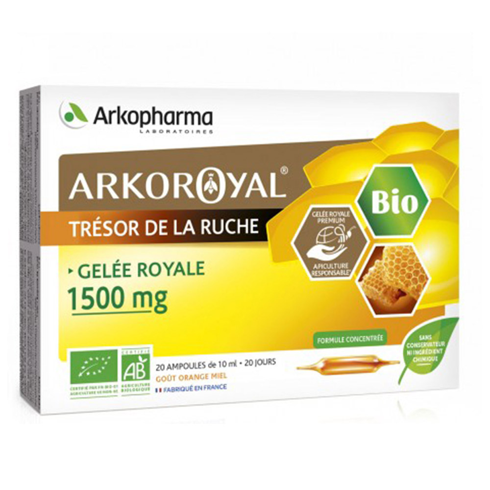 Arkoroyal Gelee Royale Bio matični mleček 1.500 mg Arkopharma, ampule (20 x 10 ml)