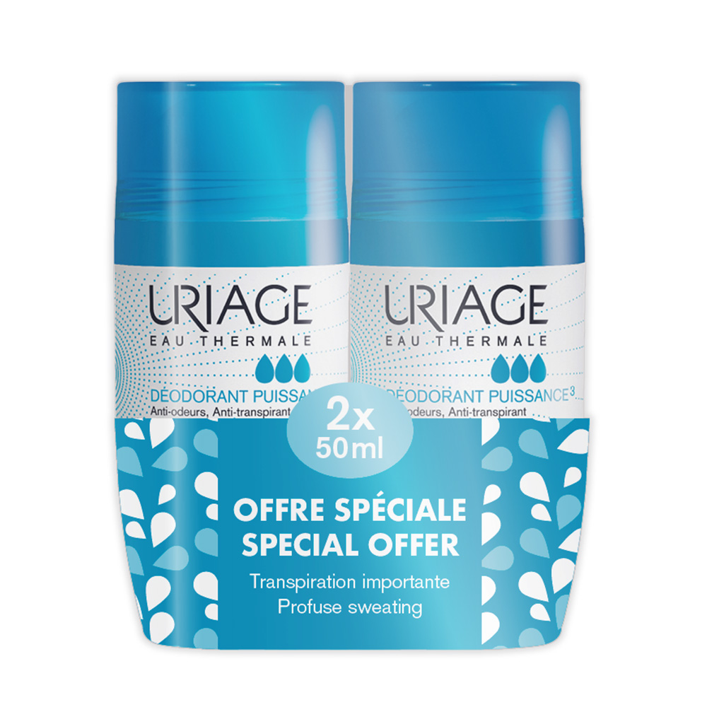 Uriage 3-activ, deodorant roll-on - paket (2 x 50 ml) 