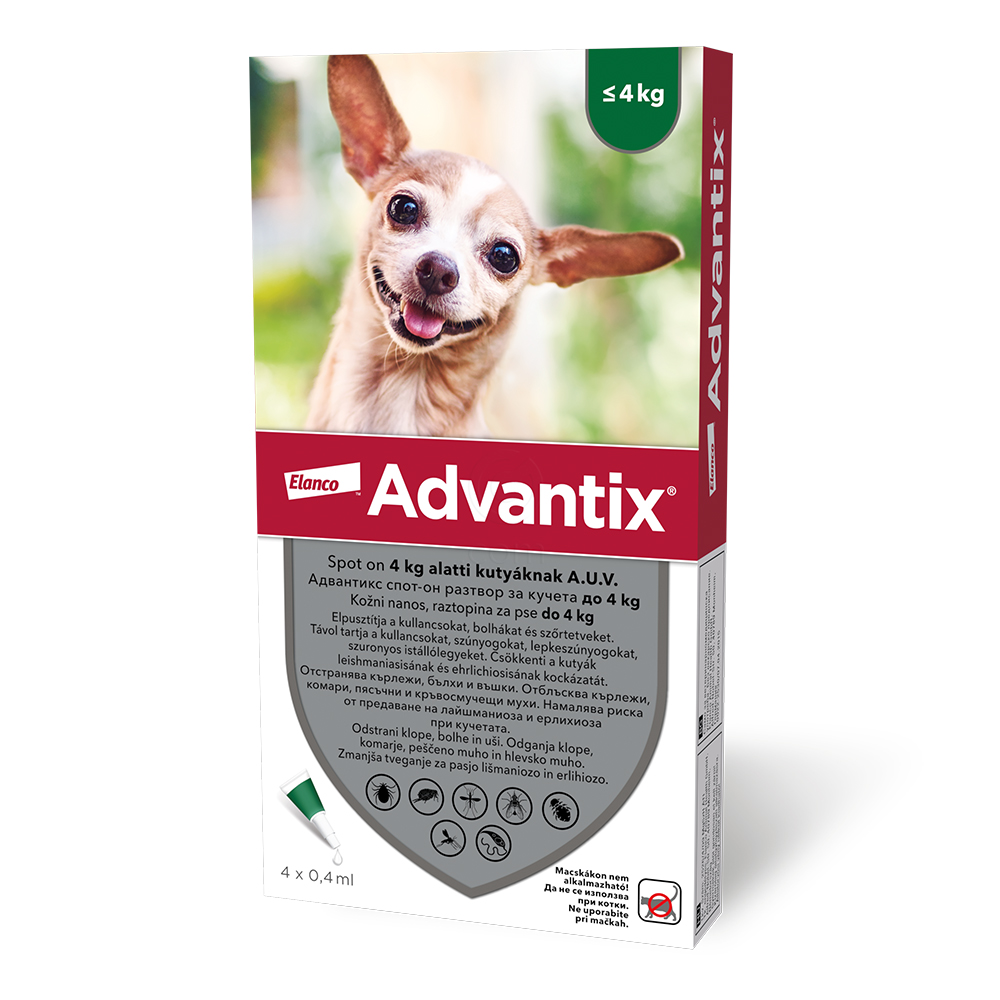 Advantix 40, raztopina za pse do 4 kg (4 x 0,4 ml)