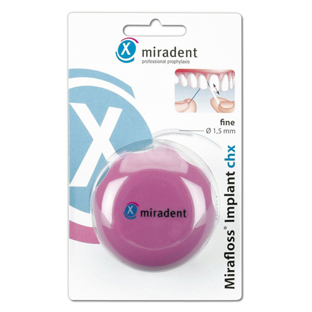 Miradent Mirafloss Implant CHX, zobna nitka s klorheksidinom - 1,5 mm