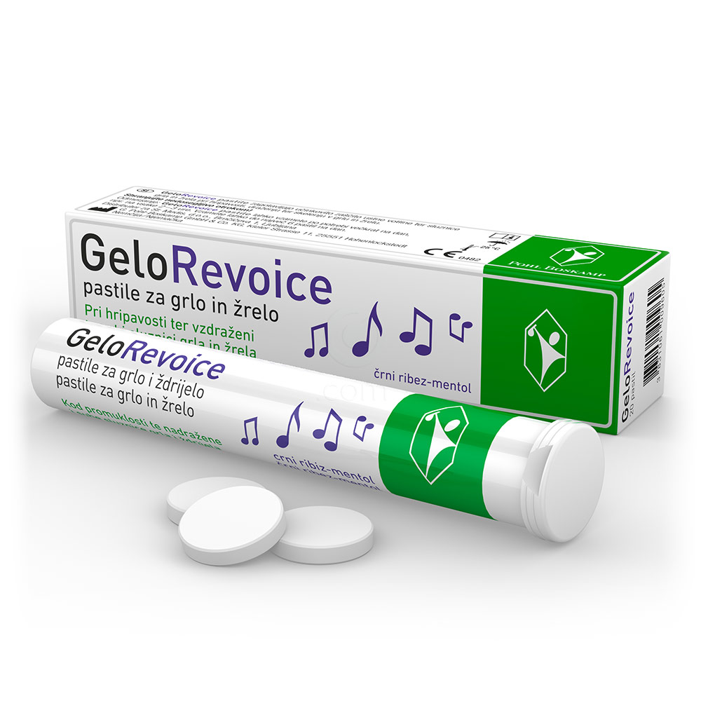GeloRevoice, pastile za grlo črni ribez/mentol (20 pastil)