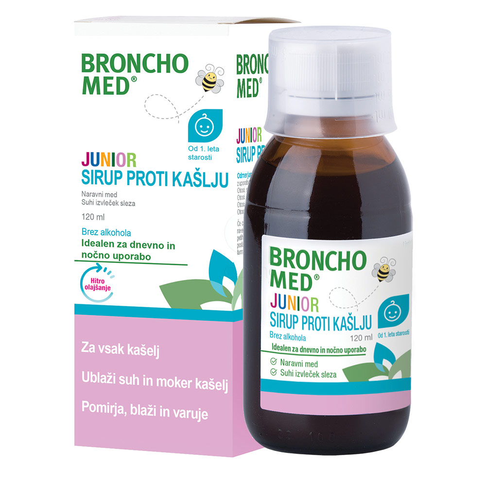 Bronchomed Junior, sirup proti kašlju od 1. leta starosti dalje - paket (2 x 120 ml)