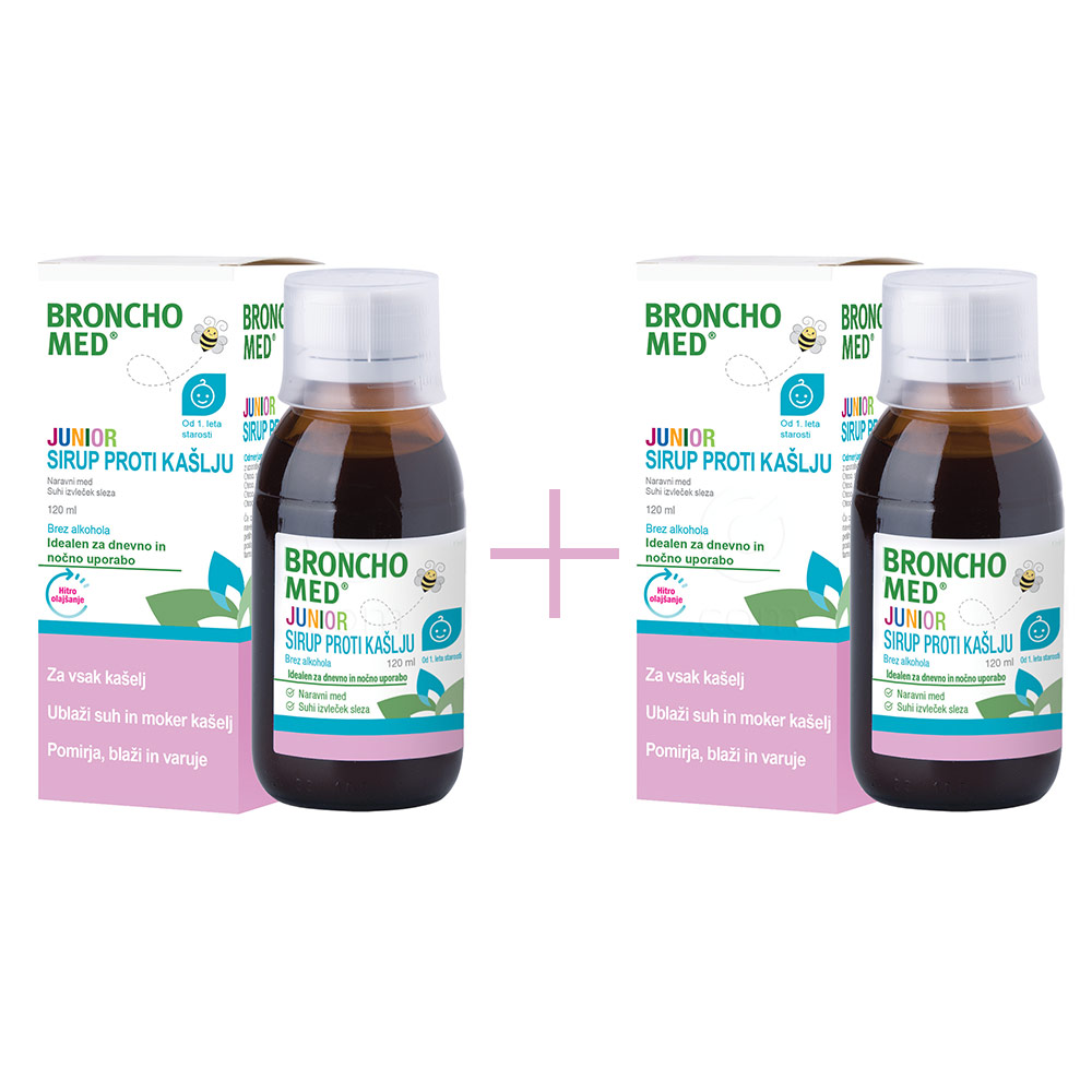 Bronchomed Junior, sirup proti kašlju od 1. leta starosti dalje - paket (2 x 120 ml)