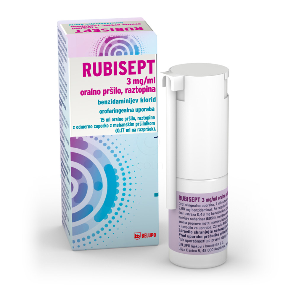 Rubisept, 3 mg/ml oralno pršilo - raztopina (15 ml)