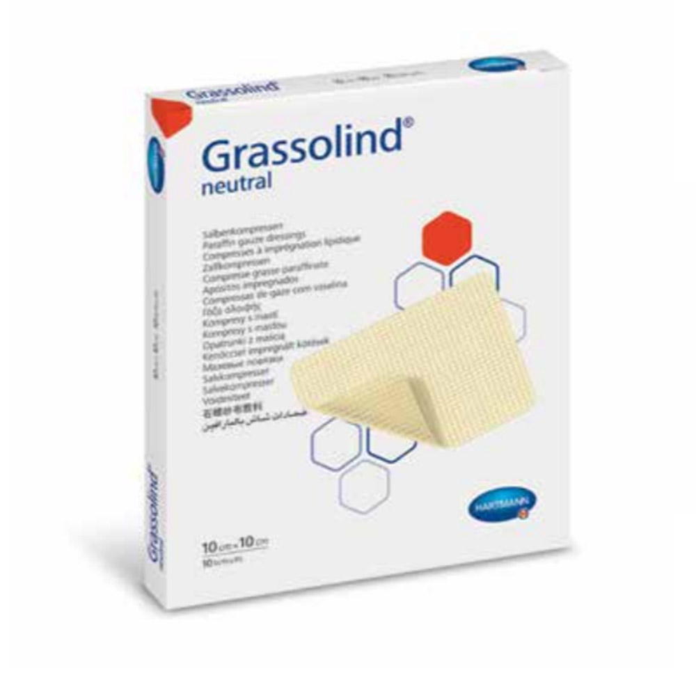 Grassolind Neutral, vazelinska gaza - 7,5 x 10 cm (10 gaz)