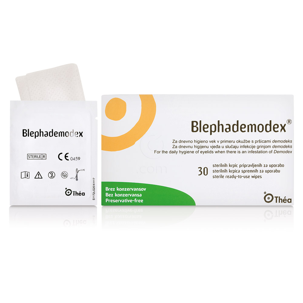 Blephademodex, sterilne krpice brez konzervansov za čiščenje vek (30 krpic)