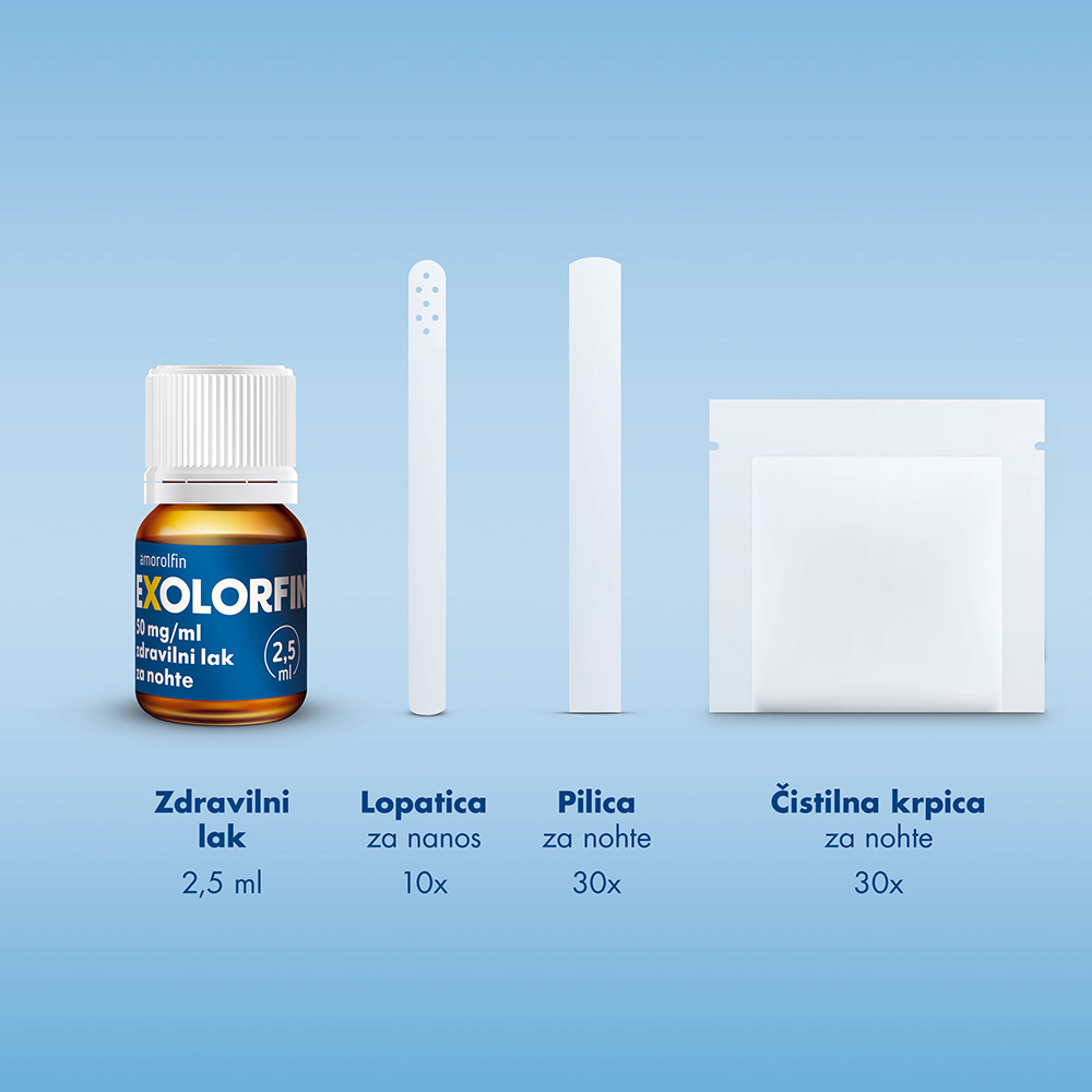 Exolorfin 50 mg/ml, zdravilni lak za nohte (2,5 ml)