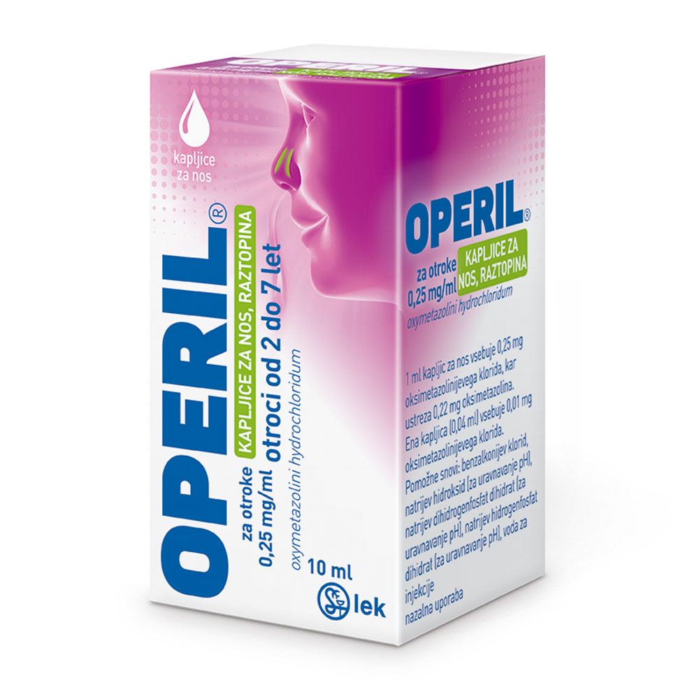 Operil za otroke 0,25 mg/ml kapljice za nos, raztopina (10 ml)