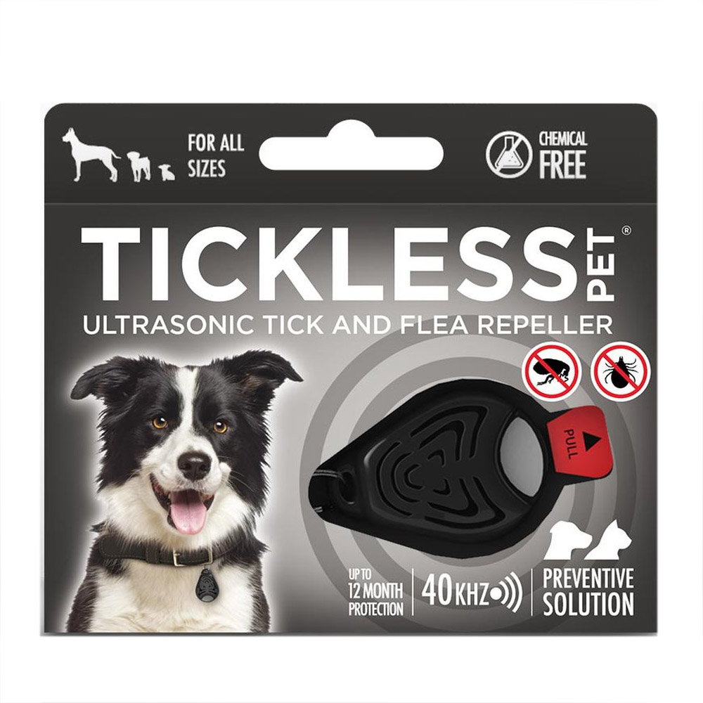 Tickless Pet, ultrazvočni odganjalec klopov in bolh za mačke in pse (črn)