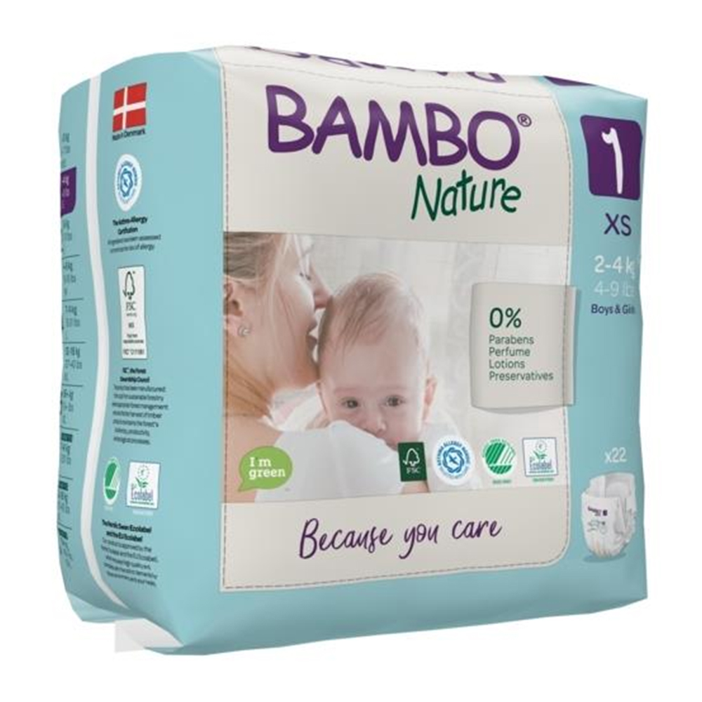 Bambo Nature 1 Newborn XS, otroške pleničke za nedonošenčke - 2-4 kg (22 plenic)