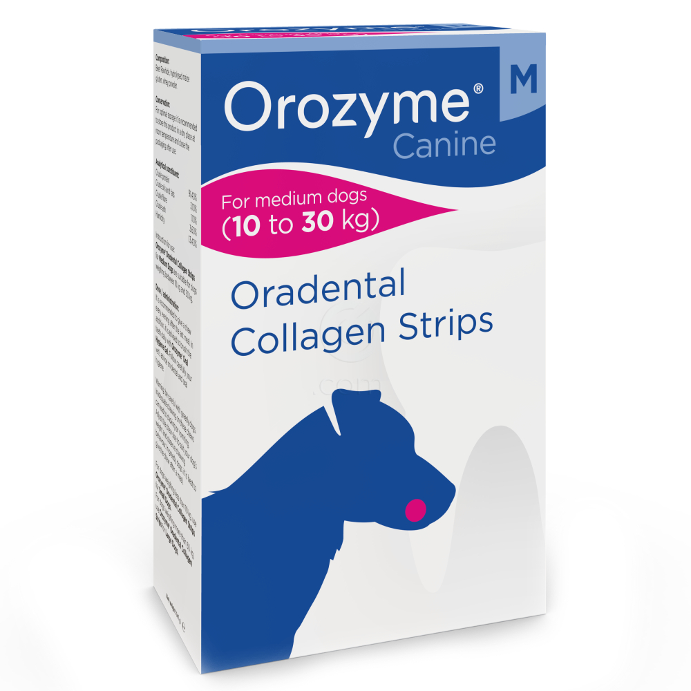 Orozyme Canine M, encimski kolagenski trakovi za žvečenje za majhne pse med 10 kg do 30 kg (141 g)